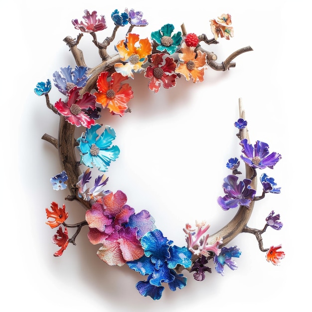 Ręcznie haftowany motyw w obręczy